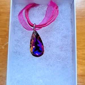 Midnight Crimson Crystal Marquise Necklace